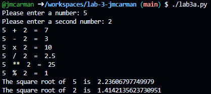lab3a.py sample output